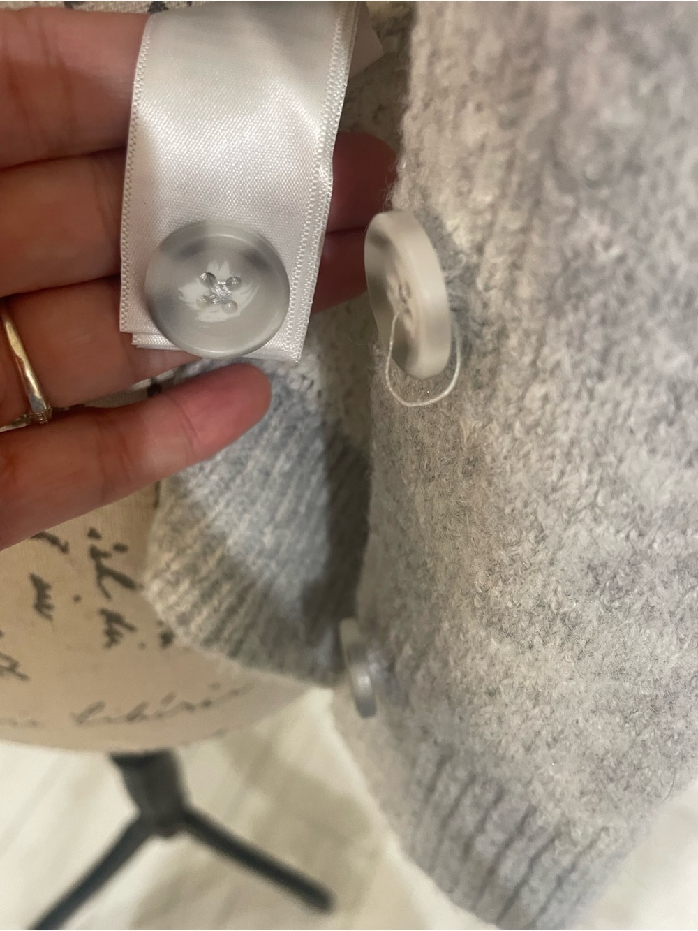 Cupcakes and Cashmere Gray Heart Cardigan Sweater Soft Cozy Knit Size M - Picture 12 of 12